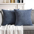 MIULEE Pack of 2 Blue Decorative Pillow Covers 16x16 Inch Soft Chenille Couch Throw Pillows Farmhouse Cushion Covers for Home Decor Sofa Bedroom Living Room
