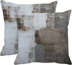 Britimes Throw Pillow Covers Modern Home Art Decor, 18 x 18 Inches Set of 2 Abstract Oil Painting Pillowcases for Bedroom, Living Room, Cushion Couch Sofa, Beige Home Grey Brown