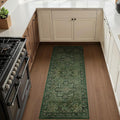Green Boho 2x5 Runner Rugs for Hallways Non Slip Machine Washable, Low Pile Lightweight Carpet Runner for Entryway/Kitchen/Bathroom/Corridor/Laundry Room Distressed Vintage Medallion Printed