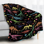 Throw Blanket for Couch, 300GSM Warm Soft Cozy Flannel Blanket, Cute Blanket for All Seasons Bedroom Home Decor Gifts, Colorful Dinosaurs 50x60 Inches