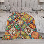 Boho Floral Throw Blanket Colorful Mandala Bohemian Indian Hippie Vintage Blanket for Sofa Bed Couch Chair or Dorm 50"x60"