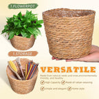 Veemoon 2pcs Wicker Planter Basket, Rustic Straw Woven Flower Basket Arrangement Flower for Plants Laundry Bin Storage Woven Plant Pot Hanging Seaweed Girl Toddler Hanging Seaweed 5. 11x5. 11x3. 54in