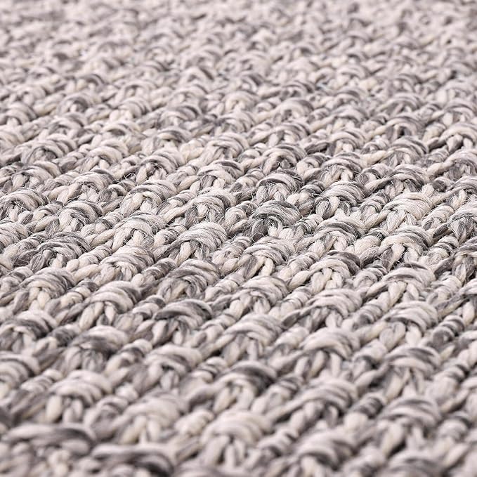 Easy Jute Runner Rug 2x7 Indoor Outdoor Natural Rugs Solid Fiber Rug Woven Area Rug Boho Easy Clean Inside Carpet for Living Room Bedroom Dining Room Hallway or Outdoor Patio Porch (2 X 7 Silver)