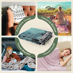 Snycler New Chinese Style Throw Blanket for Bed 50 * 60inch Woven Blanket Cotton Polyester Farmhouse Decor for Indoor Outdoor Sofa Bedroom Garden，All Season