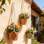 2Pcs Macrame Plant Hanger Plant Hanger Indoor Hanging Planters for Indoor Plants Decorative Modern Style Hand Knotted Woven Cotton Rope for Boho Home Decor No Tassels