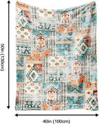 Aipon Boho Aztec Throw Blanket 40"x 50", Western Indian Native American Blanket Southwestern Decor, Orange Teal Soft Cozy Lightweight Throws Blankets Gifts for Women Men Couch Bed Sofa Chair