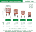 D'vine Dev 12 Inch Planter Pot with Stand, Mid-Century Tall Plant Pot with Legs for Indoor Plants, Pottery Red Terracotta/White, 88-G-C-5