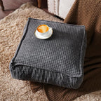 SUTAVIA Pouf Ottoman Cover Unstuffed Pouf Seat Decorative Soft Storage Bean Bag 20x20x8 Inches Square Floor Footrest for Living Room Bedroom (Dark Gray, Square)
