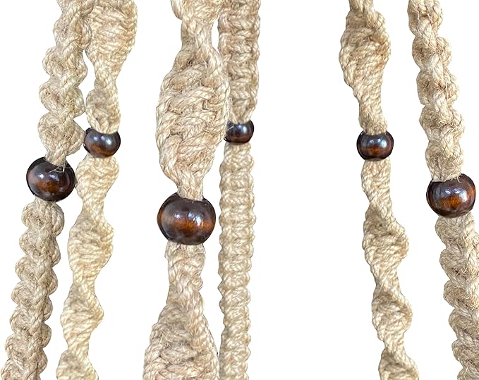 Plant Hanger Macrame Hemp Rope 6 Legs 51 Inches for Indoor Outdoor, Living Room, Kitchen, Deck, Patio, High and Low Ceiling with Size of 10-12 inches Without The Pot