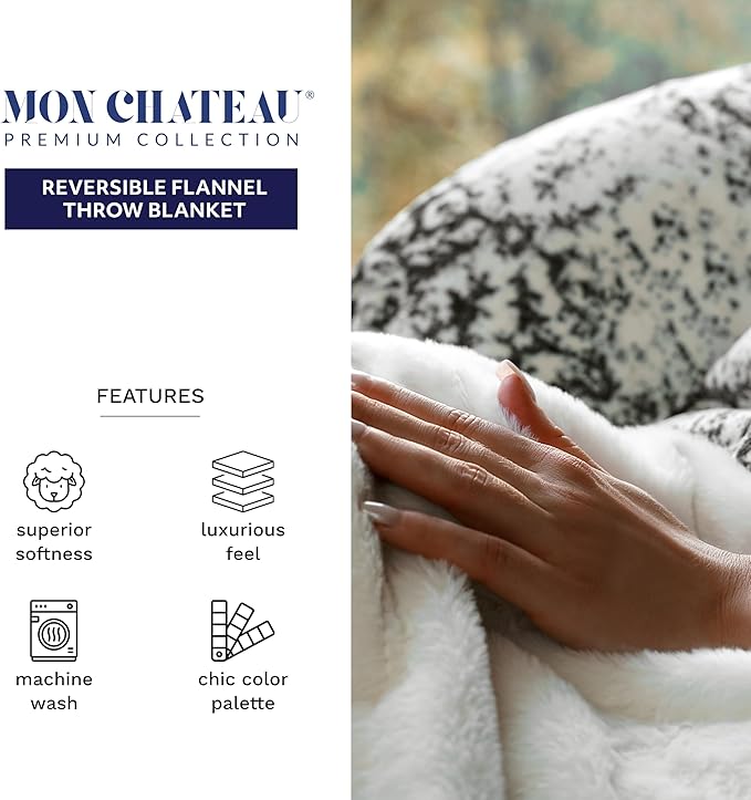 Mon Chateau 60" x 70" Serenity Flannel Throw Blanket, Abstract Print Soft Blanket for Queen-Size Bed, Couch, or Sofa, Cozy Home Decor and Stylish Living Room Comfort, Dreamscape