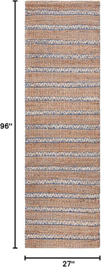 SAFAVIEH Natural Fiber Collection Runner Rug - 2'3" x 8', Blue & Natural, Handmade Flat Weave Stripe Jute & Cotton Jute, Ideal for High Traffic Areas in Living Room, Bedroom (NFB655M)