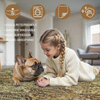 GENIMO 6x9 Area Rugs for Living Room, Machine Washable Low Pile Rugs, Chenille Non Alip Vintage Rug for Bedroom, Dining Room, Home Office, Bronze Olive