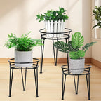 Metal Plant Stand, Plant Stand Indoor Outdoor, Metal Rustproof Flowers, Urban and Rustic Outdoor Plants Stands, Flower Pot Stand Suitable for Living Room, Balcony, Garden (3PCS,Black)