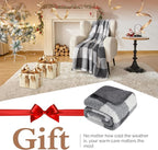 LURKA Checkered Sherpa Fleece Throw Blanket – Soft and Cozy, Medium Weight for All Season, Plush Throw for Couch, Bed, Dorm & Pets, Smoke Grey, 60x80 Inches