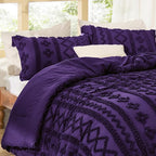 Bedsure Tufted Boho Comforter Set Twin Size - Purple Boho Bed Set, GentleSoft™ 2 Pieces Farmhouse Shabby Chic Embroidery Bedding, Gifts for Woman, Soft Jacquard Twin Comforter for All Seasons
