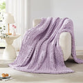 L Agusty Chunky Knit Blanket Throw: 72''x84'' Chenille Thick Knitted Throw Blanket for Bed, Couch - Handmade Large Purple Chunky Rope Blanket for Home Decor