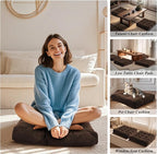 Meditation Floor Pillow 22×22 Inch 1 Pack Large Floor Cushions for Adults Square Tufted Corduroy Floor Pillows for Yoga Living Tatami Room Coffee