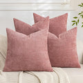 Set of 4 Soft Textured Decorative Throw Pillow Covers 22x22 Inch Cozy Farmhouse Cushion Cover Square Accent Pillow Cases for Bed Couch Sofa Living Room, Plum Pink