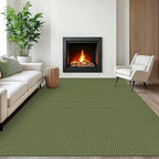 EARTHALL Woven Area Rugs 6x9 Ft Washable Living Room Rugs Non Slip Rubber Backed Dining Room Rug Braided Bedroom Rugs Indoor Floor Carpet for Living Room, Bedroom, Dining Room, Green