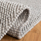 SAFAVIEH Natura Collection Runner Rug - 2'3" x 13', Silver, Handmade Wool Blend, Textured Design, Ideal for Living Room, Bedroom, Dining Space (NAT425G)