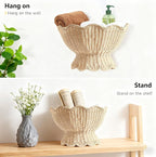 Scalloped Wicker Wall Basket,Scallop Hanging Rattan Basket for Organizing, Woven Plant Wall Decor Art, Wall Mounted Basket, Hanging Storage Basket for Front Door and Home (Natural)