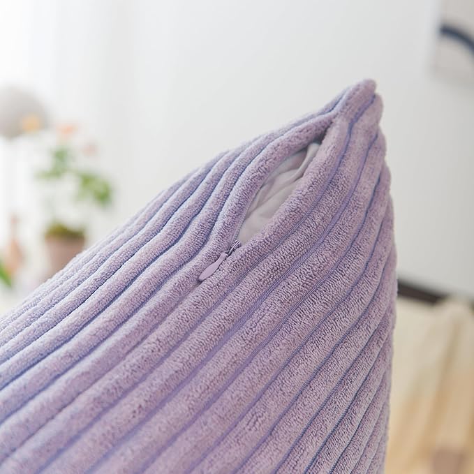 Home Brilliant Lavender Pillow Covers 12x20 Set of 2 Purple Throw Pillows Solid Supersoft Corduroy Handmade Decorative Pillow Cases for Bed, 2 Pieces, 12 x 20 inch, Lavender