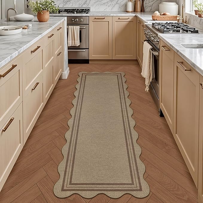 Modern Easy Jute Rug, 2x6 Kitchen Runner Washable Rug Runners for Hallways Farmhouse Carpet, Non Slip Indoor Outdoor Runner Contemporary Door Mat for Porch Laundry Entryway