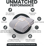 Gold Case Throw Blanket for Bed - 100% Recycled Turkish Cotton Blanket - Vintage Lightweight Soft Throw Blankets for Bed & Living Room - Queen Size Cozy Blankets - 90x90 - Grey