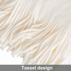 NTBAY Acrylic Knitted Throw Blanket, Lightweight and Soft Cozy Decorative Woven Blanket with Tassels for Travel, Couch, Bed, Sofa, 51x67 Inches, White Striped