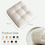 HIGOGOGO 6" Extra Thick Floor Pillow Cushion for Adults, Meditation Cushion Pillow, Large Square Floor Sitting, Tufted Corduroy Cover, for Tatami Living Room or Yoga, 22x22 Inch, Beige