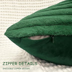 2 Pack 22x22 Pillow Cover Velvet Pillow Covers, Faux Fur Square Throw Pillow Covers for Living Room Decorations Throw Pillow Case, Throw Pillow Cover Cushion Cover for Sofa Bedroom Car, Dark Green