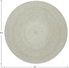 Circle Area Rug - 3 Ft' Round White Natural Jute Mat Geometric Kilim Rug Indoor Outdoor Use Flatweave Rugs for Bedroom Bedside Round Dining Table Mat Hall & Kitchen
