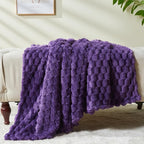 NEWCOSPLAY Super Soft Twin Blanket Purple Premium Silky Flannel Fleece 3D Clouds Stylish Jacquard Lightweight Bed Blanket All Season Use 350GSM (Purple, Twin(60"x80"))
