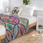 Boho Floral Throw Blanket Bohemian Colorful Mandala Flowers Print Theme Blanket for Sofa Bed Couch Chair Or Dorm 30"x40"
