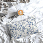 Blue Pillow Covers 12x20 Set of 2 Chinoiserie Blue and Cream Floral Throw Pillows Vintage Rustic Toile Flower Decorative Pillowcase Outdoor Chinoiserie Decor Lumbar Cushion Case for Couch Bed