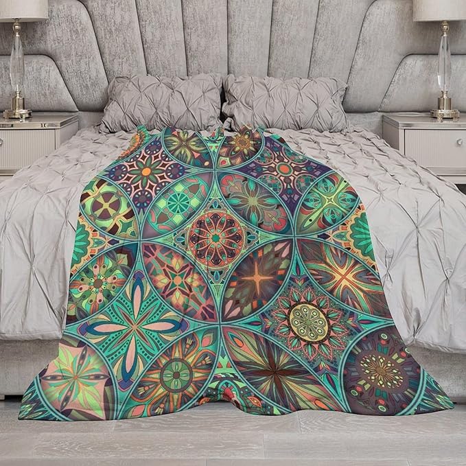 Vintage Mandala Throw Blanket Bohemian Boho Colorful Blanket for Sofa Bed Couch Chair Or Dorm 30"x40"