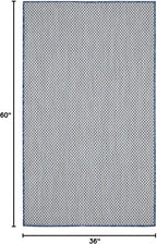 Nourison Home Courtyard Ivory Blue 3' x 5' Area Rug - Easy Clean, Non Shedding, Bed Room, Living Room, Dining Room, Kitchen (3' x 5')