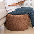 Asuprui Round Ottoman Pouf Ottoman Foot Stool Seat Faux Fur Bean Bag Foot Rest Floor Chair Leg Rest for Living Room, Bedroom or Wedding Gifts 20x20x14 Inches (Coffee)