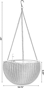 10" Self Watering Bronze Hanging Basket Flower Planter