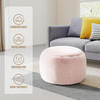 Round Stuffed Pouf Ottoman for Foot Rest, A Round Modern Foam Filled Poufs, Floor Chair for Living Room, Nursery, Dorm, A Soft Modern Foot Stool Perfect to Rest Your Feet (Pink, 20Inch)
