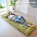 MAXYOYO Folding Sofa Bed, Tufted Bean Bag Bed with Pillows Floor Mattress for Adults, Extra Thick and Long Floor Sofa, Single Couch for Bedroom Living Room, Green, 30x91 Inch