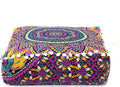 CRAFT KALA Large Hippie Mandala Meditation Floor Ottoman Pillow Cushion Pouf Cover Square Poufs Bohemian Circle Floor Cushion Case Outdoor Fireplace Yoga Living Room Decor Cover New Pink, 24" Square
