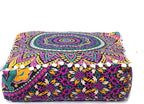 CRAFT KALA Large Hippie Mandala Meditation Floor Ottoman Pillow Cushion Pouf Cover Square Poufs Bohemian Circle Floor Cushion Case Outdoor Fireplace Yoga Living Room Decor Cover New Pink, 24" Square