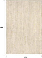 nuLOOM 9x12 Rigo Jute Hand Woven Area Rug, Off White, Solid Farmhouse Design, Natural Fiber, For Bedroom, Living Room, Dining Room, Hallway, Office, Kitchen, Entryway