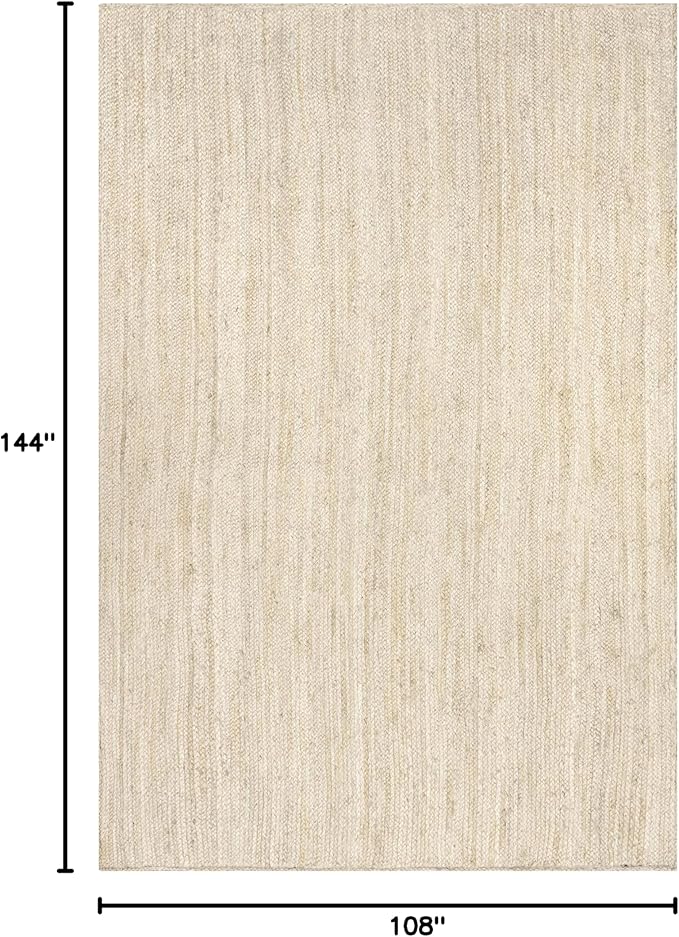 nuLOOM 9x12 Rigo Jute Hand Woven Area Rug, Off White, Solid Farmhouse Design, Natural Fiber, For Bedroom, Living Room, Dining Room, Hallway, Office, Kitchen, Entryway