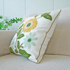 vctops Floral Embroidered Pillow Covers 18x18 Inch Spring Summer Cotton Tufted Throw Pillow Cover Outdoor Garden Cushion Case for Sofa, Bed, Living Room (Flower F,18"x18")
