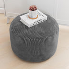 Pouf Ottoman Stuffed High Density Filler Velvet Floor Pouf Round Foot Stool 20 * 12 Inches Ottoman Foot Rest for Living Room, Home Decor (Dark Gray)