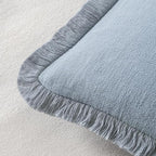 MIULEE Decorative Throw Pillow Covers Neutral Linen Fringe Throw Pillows Euro Shams Set of 2 Light Blue Boho Farmhouse Cushion Covers for Couch Sofa Bed Living Room Spring Home Decor 26x26 Inch