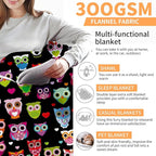 Throw Blanket for Couch, 300GSM Warm Soft Cozy Flannel Blanket, Cute Blanket for All Seasons Bedroom Home Decor Gifts, Colorful Boho Owls 50x60 Inches
