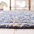 SAFAVIEH Area Rug 4' Round - Cape Cod Collection - Blue & Natural Brown, Handmade Jute & Cotton, Woven Braided Design (CAP202M)
